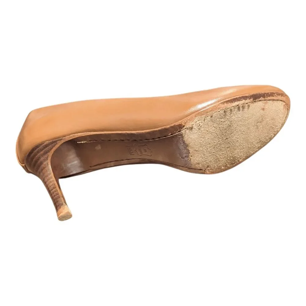 TORY BURCH Leah Brown Leather Pump Size 7.5M